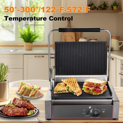 Commercial Sandwich Press Grill Griddle Panini Maker Smooth Flat Surface Steak