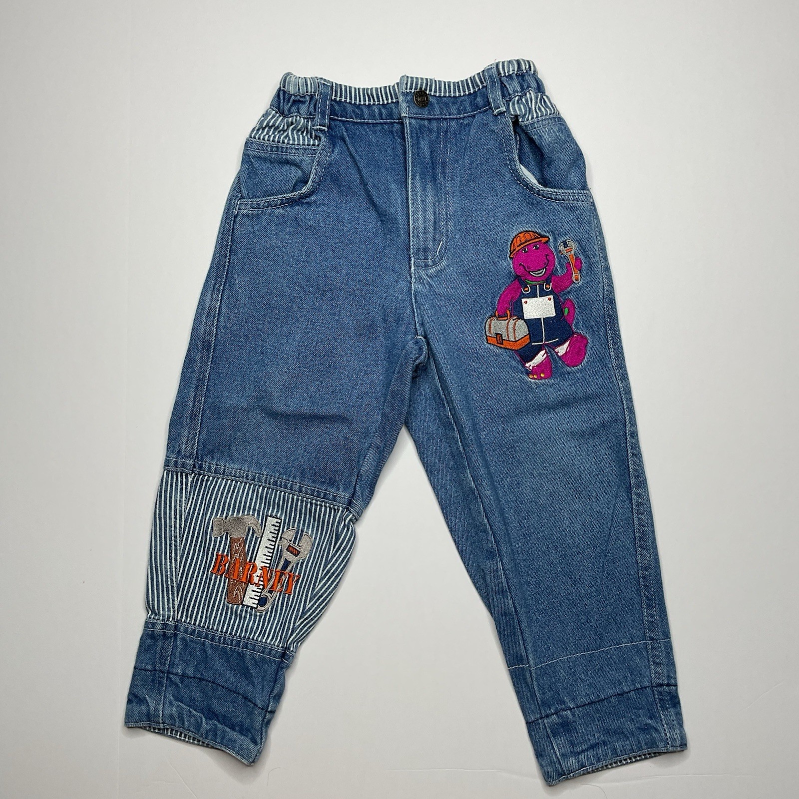Children’s Vintage Embroidered Barney Tool Jeans Size 2t 90s/y2k