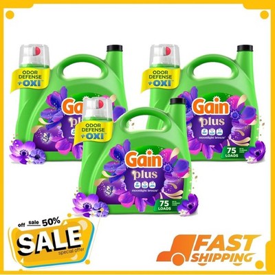 ( 3 Pack ) Gain Plus Liquid Laundry Detergent, Moonlight Breeze Scent, 75 Loads