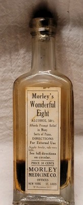 OLD CORK BOTTLE MORLEY'S WONDERFUL EIGHT ST. LOUIS MISSOURI ORIGINAL LABELS