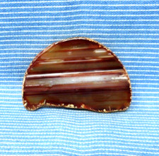 Banded Agate Belt Buckle Cut Polished Lapidary Slab Artisan Vtg 70s   .TYC884