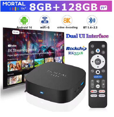 2025 Neu Android TV Box T1+ Rockchip RK3518 Android 16 8GB RAM 128GB ROM WiFi 6