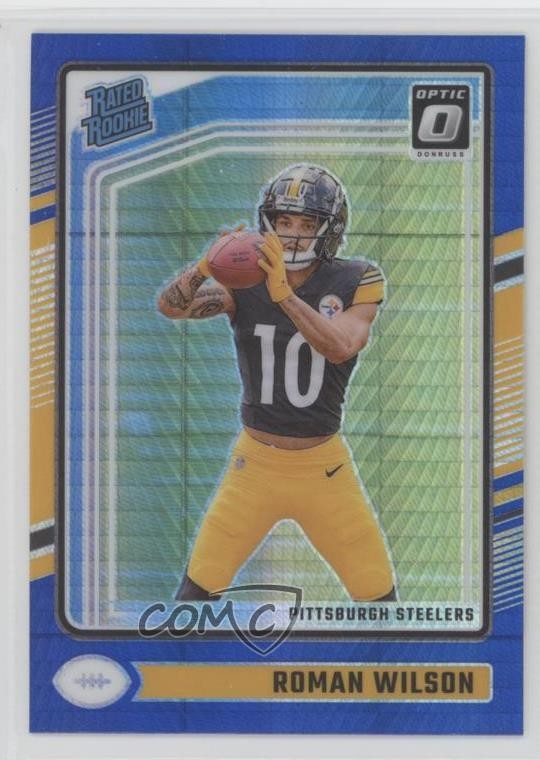 2024 Panini Donruss Optic Rated Blue Hyper Prizm Roman Wilson #285 Rookie RC