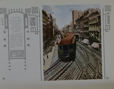 Antique Chicago Illinois Color Art Print Wabash Ave Elevated Railway 1908