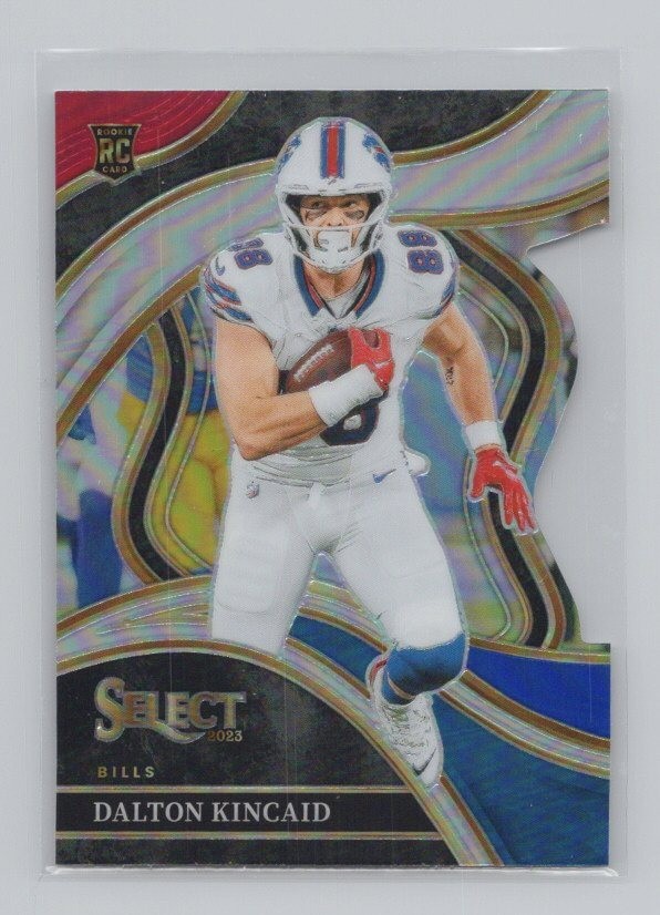 Dalton Kincaid 2023 Panini Select #281 Red and Blue Prizm Die Cut Buffalo Bills