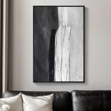 Framed Black and White Abstract Canvas Wall Art, Modern Art Prints Paintings ...