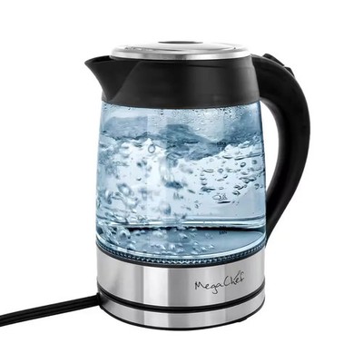 MegaChef 1.8L Glass Stainless Steel Electric Tea Kettle Fast Heating