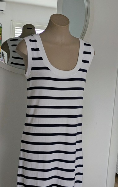 plus curvy,near new Grab Denim Size 16  Striped Ribbed Tank Maxi Dress