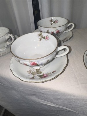Vintage Royal Rose Fine China Grant Crest Tea Cup And Saucer Set Of 5