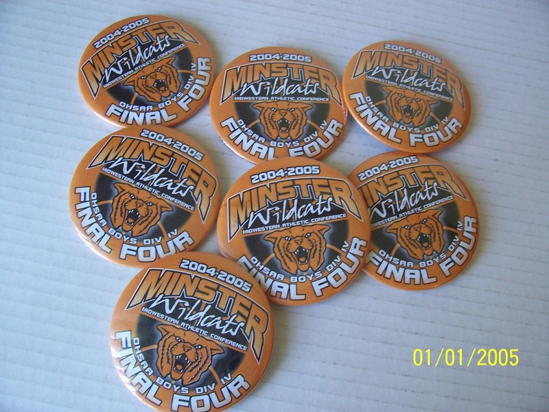 Seven [7] Minster Ohio Wildcats Pinbacks - OHSAA - 3" Diameter