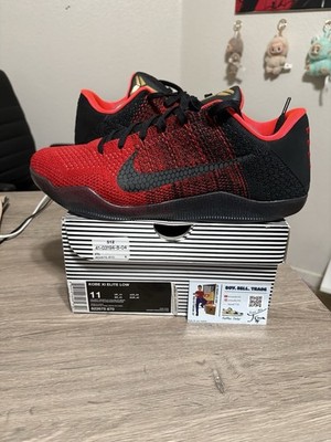 Size 11 - Nike Kobe 11 Elite Low Achilles Heel Bred Black Red 2016