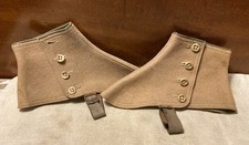 Antique Pair of Victorian Wool Felt 4 Button Spats, Vintage Footwear