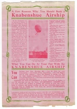1907 Broadsheet Advertising Knabenshue Airship Dirigible Aviation Blimp