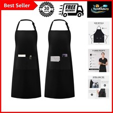 Apron for Men Women, Adjustable Cooking Kitchen Apron with 2 Pockets
