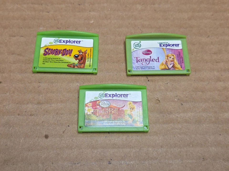 Lot (3) Leapfrog Leapster Leappad Explorer Games Scooby-Doo TinkerBell Tangled - Image 2 of 3