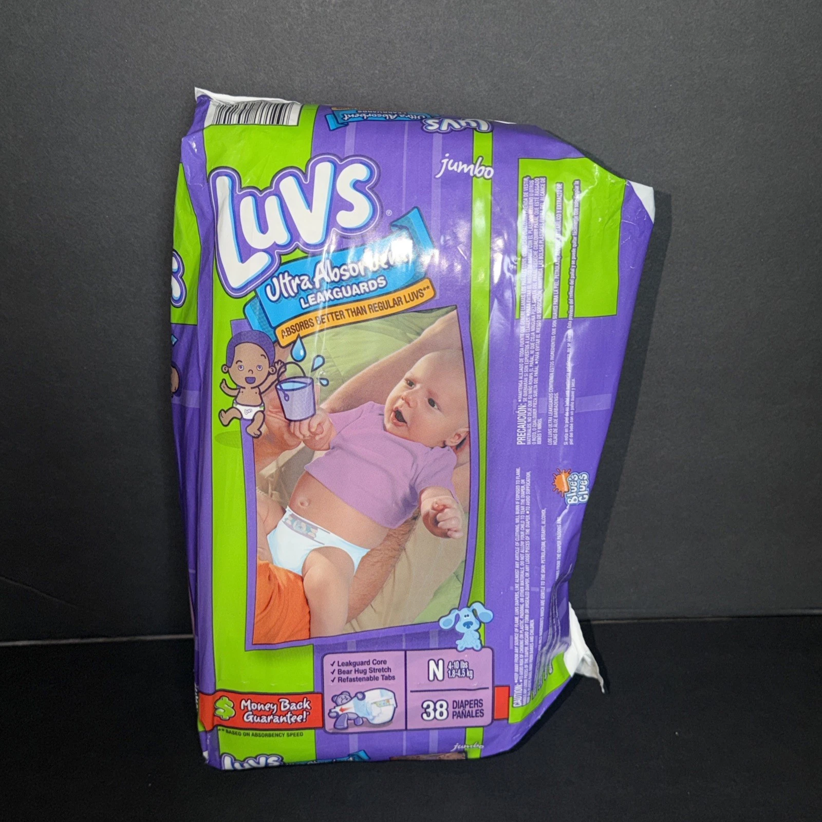 2009 Luvs Blue’s Clues Ultra Absorbent Size N Newborn 4-10 Pounds 38 Diapers