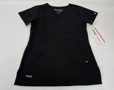 Greys Anatomy Barco Scrubs 2PKT Notch Yoke Neck Top Womens S Black NWT