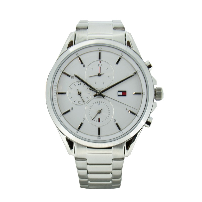 Tommy Hilfiger Ladies Watch Silver Strap White Dial Chronograph 1782435