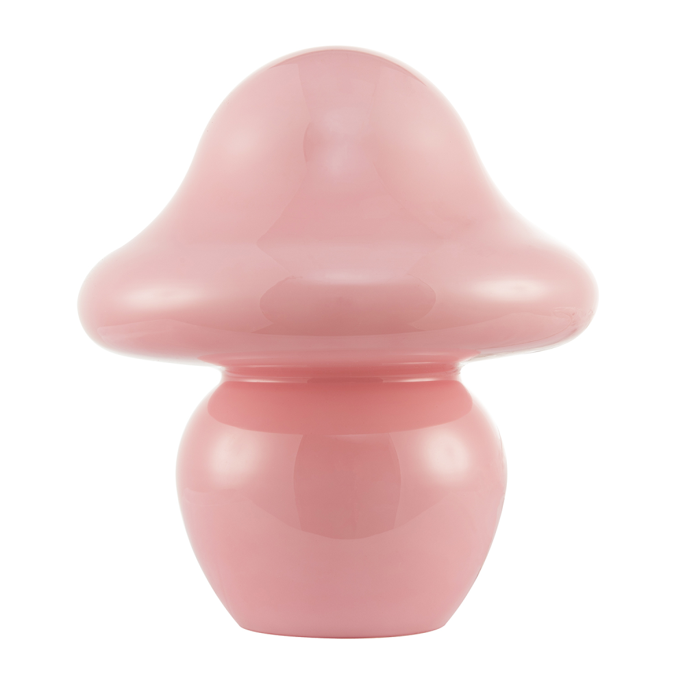 Soft Blush Pink Mushroom Table Lamp with Curvy Head and Round Base by Happy H...
