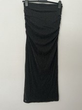 BNWT Primark Black Sparkle Strapless Dress Stretch Midi Size Small