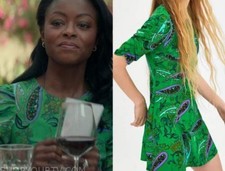Zara Green Paisley Printed Dress As Seen On Scratch TV Retro Fun Classy Sz M