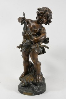 Q76H93 Auguste Moreau (1834 1917) Cast Metal Figurine Age Without Mercy Signed 1906