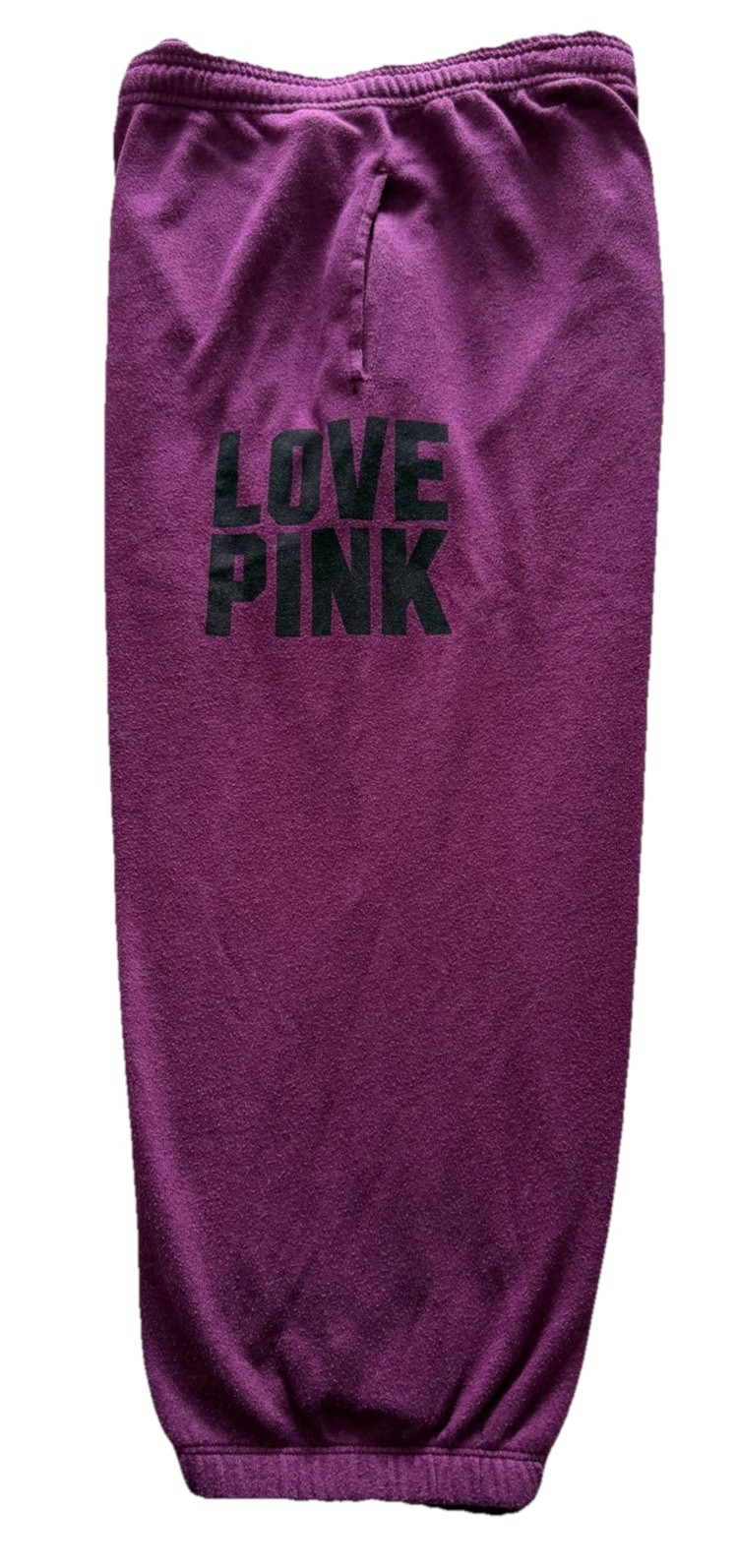 💜🖤Victoria’s Secret PINK Logo Cropped Sweatpants-Purple-Size L🖤💜