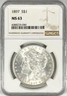 1897 $1 MORGAN SILVER DOLLAR NGC MS63