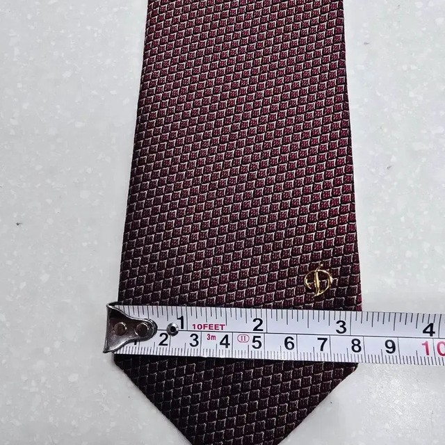 Dupont Wine Color Checkered Necktie - Lightly Used