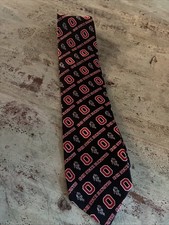 Ohio State University Silk Tie Necktie Black Red Gray OSU College Logo Pattern