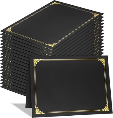 25 Packs Certificate Holders, Black Certificate Covers, Diploma Holders,