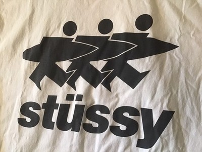 Stussy Surf Walk Shirt Adult Men's Large Surfboard White Mullet