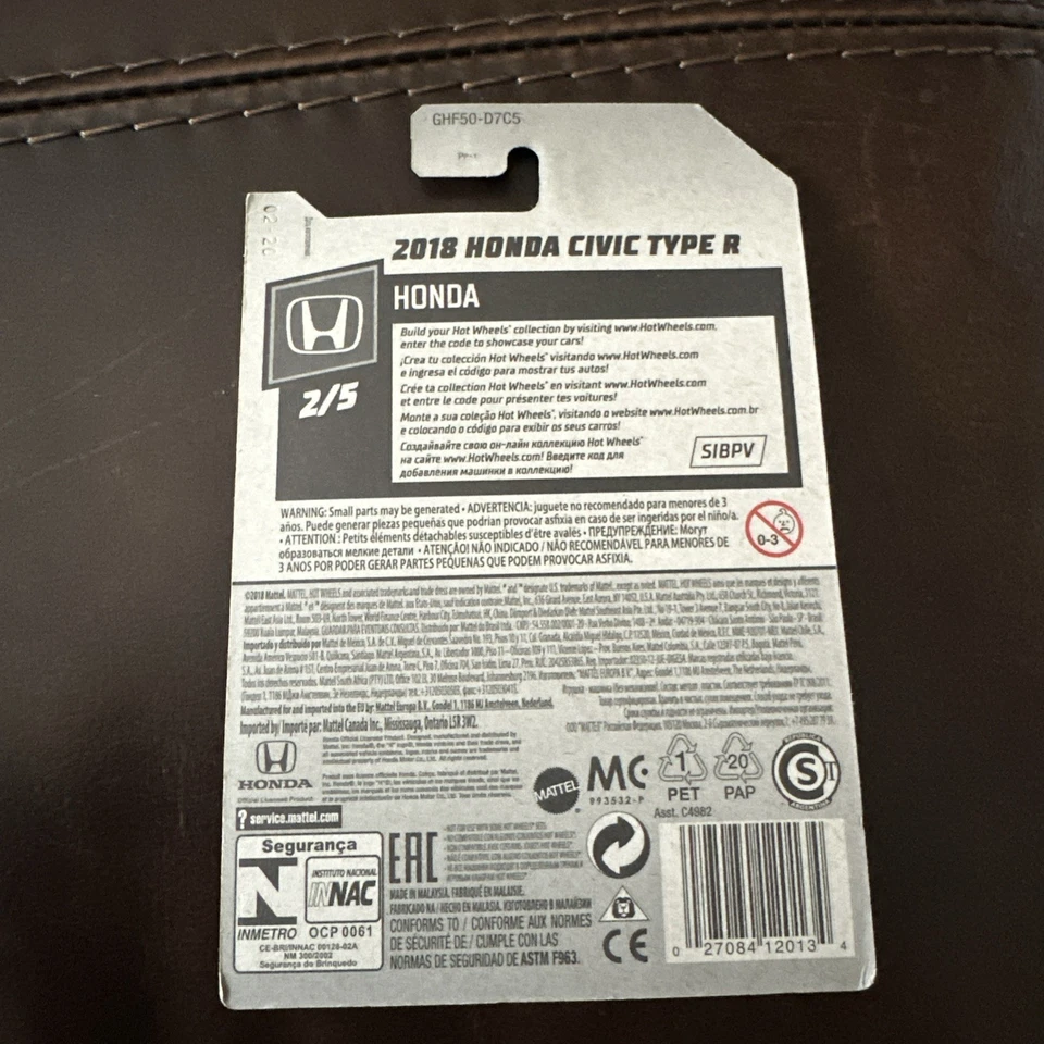 Honda Civic Type R 2020 Hot Wheels #81 2/5 2018 variante blanca con J5Sp negro Foto 2 de 2