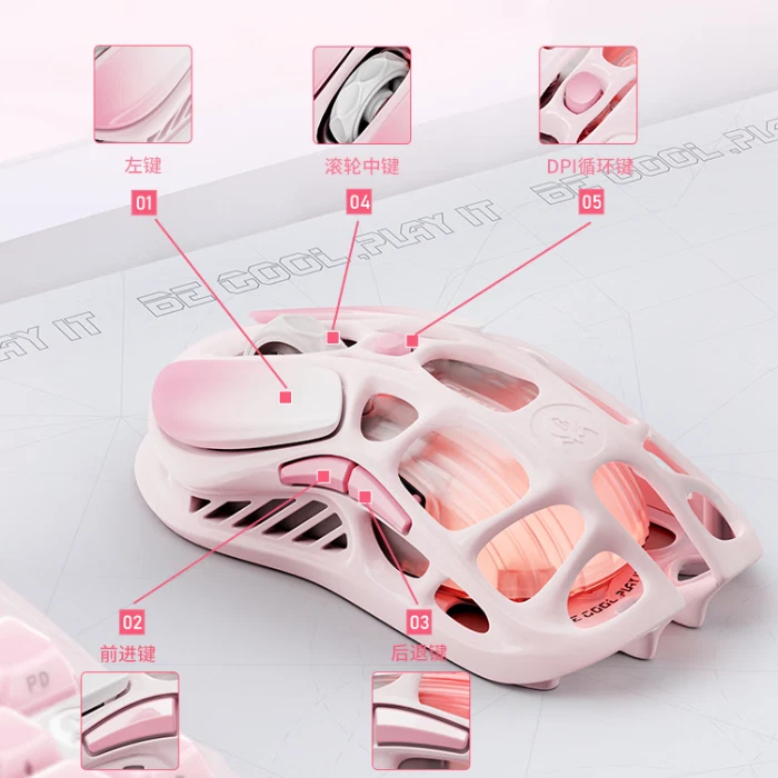 GravaStar Mercury M1 Rose Pink Wireless Gaming Mouse - Image 3 of 4
