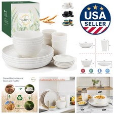 Elegant White 16-Piece Unbreakable Dinnerware Set - Ideal for Home and Camping