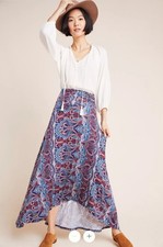 Maeve By Anthropologie Size XL Melissa Navy Paisley Print Knit Midi/Maxi Skirt