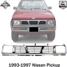 New Front Grille Chrome Gray Shell Insert For 1993-1997 Nissan Pickup