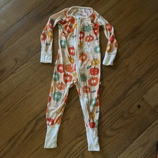 Little Sleepies Bamboo Zippy Pumpkin Party 12-18 Months Fall Autumn Brown
