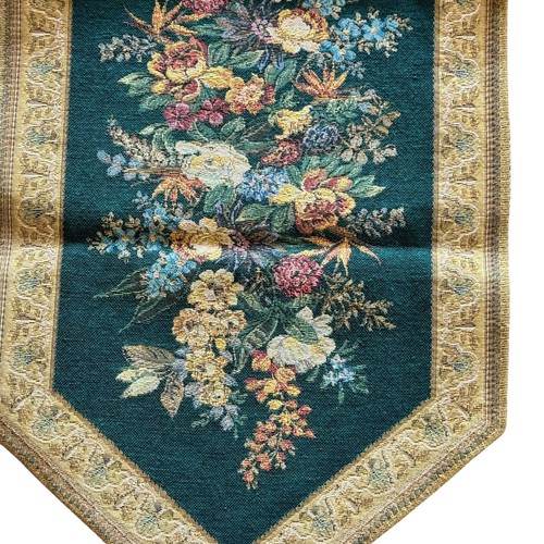Corredor de mesa tapiz belga de colección con borlas tapiz floral tejido jacquard - Imagen 8 de 12