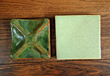 Lot 2 green vintage tiles, one by Mosaic Tile Company
