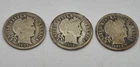 Silver Dime Lot Barber 1907 1912 1913 Three Coins