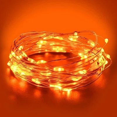 Dalugo Orange Fairy Lights 3M/10ft Amber Fairy Lights 30 LED Halloween Battery L