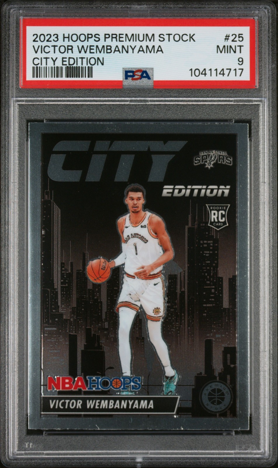 VICTOR WEMBANYAMA 2023 HOOPS PREMIUM STOCK #25 CITY EDITION SPURS PSA 9 💎 💎 💎