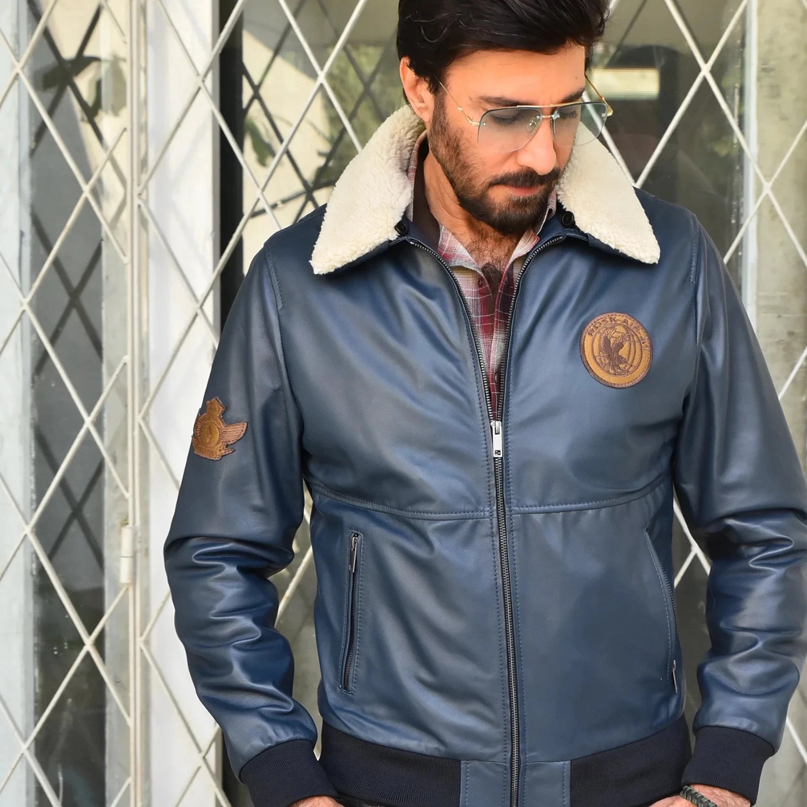 Luxury Softshell Lambskin Leather Jacket Timeless Fur Style Blue USA