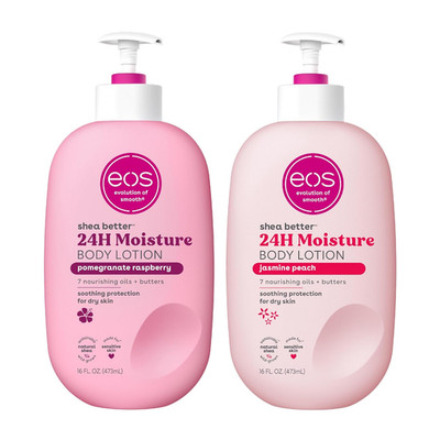 Eos Shea Better Body Lotion Set-Jasmine Peach & Pomegranate Raspberry, 16oz, 2pk