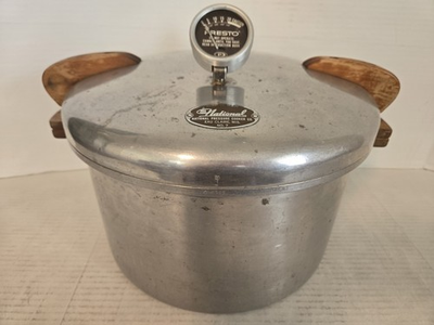 #ad Vintage National Presto Pressure Cooker Canner No 7 Wood Handles 16 Qt FREE SHIP $74.99