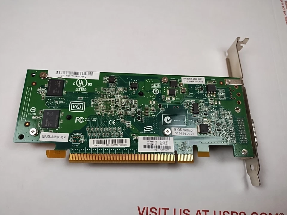 HP NVIDIA QUADRO NVS 290 256MB DDR2 DMS-59 Video Card 454319-001 Dual - Image 4 of 4