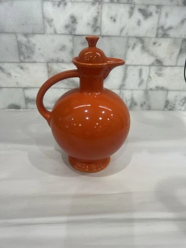 VTG Fiesta Original Red Orange Pitcher Carafe w/Lid Stopper Fiestaware HLC Jug