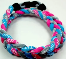 NEW! BASEBALL Titanium TORNADO Sports Necklaces 20" Gray Light Blue Pink 3 ROPE