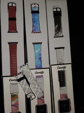 Lot of 4 Casetify Apple Watch bands 38-42 mm matte black buckle adapter colour